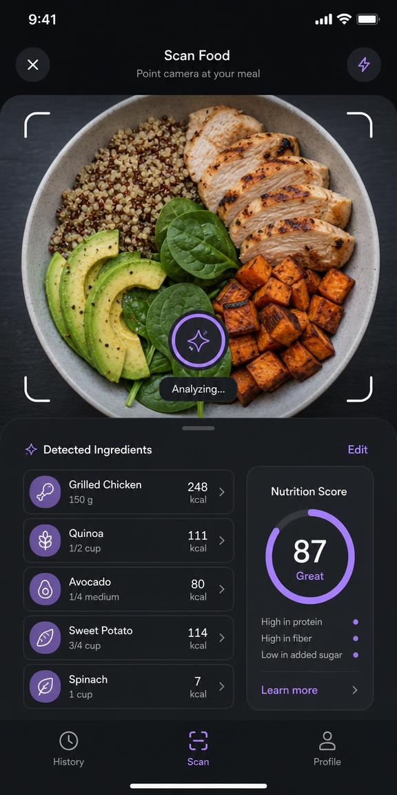 BiteRight food scanning screen